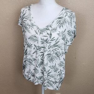 Market & Spruce Green Palm Print Knit Pullover Top Medium (4534)